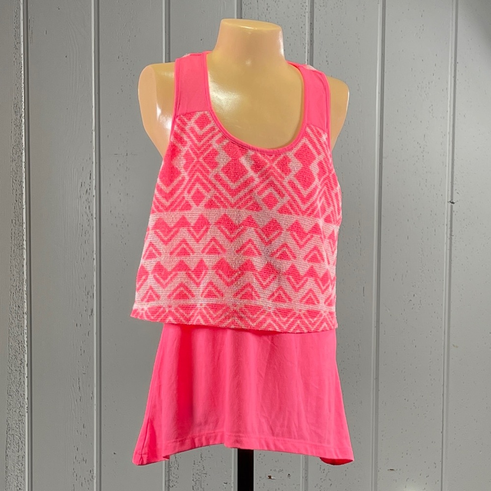 *BONGO Girl's Pink Layered Print Tank Top Size S